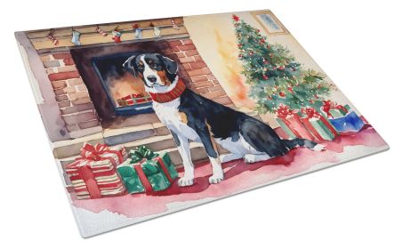 Appenzeller Sennenhund Cozy Christmas Glass Cutting Board Large Decorative Tempered Glass Kitchen Cutting and Serving Board Large Size Chopping Board