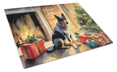 Australian Cattle Dog Cozy Christmas Glass Cutting Board Large Decorative Tempered Glass Kitchen Cutting and Serving Board Large Size Chopping Board