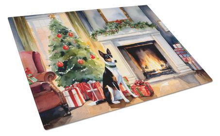 Basenji Cozy Christmas Glass Cutting Board Large Decorative Tempered Glass Kitchen Cutting and Serving Board Large Size Chopping Board