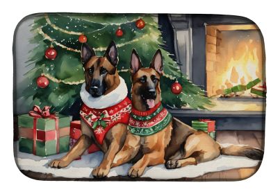 Belgian Malinois Cozy Christmas Dish Drying Mat Absorbent Dish Drying Mat Pad for Kitchen Counter Dish Drainer Mat for Countertop, 14 x 21, Multicolor