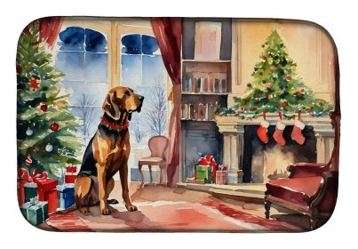 Bloodhound Cozy Christmas Dish Drying Mat Absorbent Dish Drying Mat Pad for Kitchen Counter Dish Drainer Mat for Countertop, 14 x 21, Multicolor