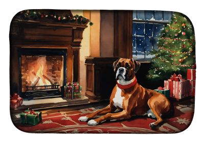 Boxer Cozy Christmas Dish Drying Mat Absorbent Dish Drying Mat Pad for Kitchen Counter Dish Drainer Mat for Countertop, 14 x 21, Multicolor