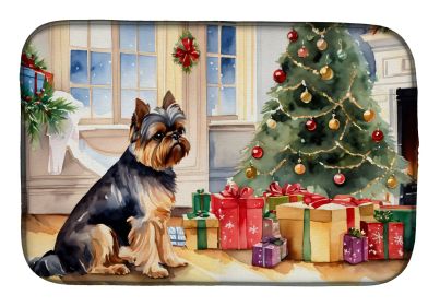 Brussels Griffon Cozy Christmas Dish Drying Mat Absorbent Dish Drying Mat Pad for Kitchen Counter Dish Drainer Mat for Countertop, 14 x 21, Multicolor