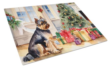Brussels Griffon Cozy Christmas Glass Cutting Board Large Decorative Tempered Glass Kitchen Cutting and Serving Board Large Size Chopping Board