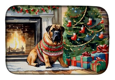 Bullmastiff Cozy Christmas Dish Drying Mat Absorbent Dish Drying Mat Pad for Kitchen Counter Dish Drainer Mat for Countertop, 14 x 21, Multicolor