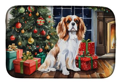 Cavalier Spaniel Cozy Christmas Dish Drying Mat Absorbent Dish Drying Mat Pad for Kitchen Counter Dish Drainer Mat for Countertop, 14 x 21, Multicolor