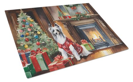 Chinese Crested Cozy Christmas Glass Cutting Board Large Decorative Tempered Glass Kitchen Cutting and Serving Board Large Size Chopping Board