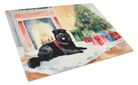 Chow Chow Cozy Christmas Glass Cutting Board Large Decorative Tempered Glass Kitchen Cutting and Serving Board Large Size Chopping Board