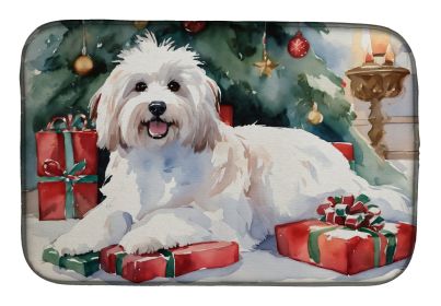 Coton De Tulear Cozy Christmas Dish Drying Mat Absorbent Dish Drying Mat Pad for Kitchen Counter Dish Drainer Mat for Countertop, 14 x 21, Multicolor