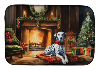 Dalmatian Cozy Christmas Dish Drying Mat Absorbent Dish Drying Mat Pad for Kitchen Counter Dish Drainer Mat for Countertop, 14 x 21, Multicolor