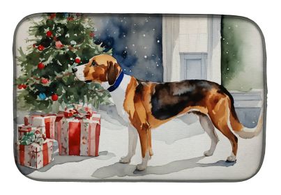 English Foxhound Cozy Christmas Dish Drying Mat Absorbent Dish Drying Mat Pad for Kitchen Counter Dish Drainer Mat for Countertop, 14 x 21, Multicolor