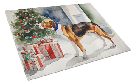 English Foxhound Cozy Christmas Glass Cutting Board Large Decorative Tempered Glass Kitchen Cutting and Serving Board Large Size Chopping Board