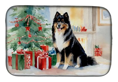 Finnish Lapphund Cozy Christmas Dish Drying Mat Absorbent Dish Drying Mat Pad for Kitchen Counter Dish Drainer Mat for Countertop, 14 x 21, Multicolor