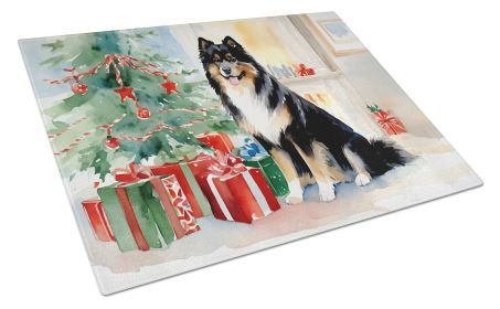 Finnish Lapphund Cozy Christmas Glass Cutting Board Large Decorative Tempered Glass Kitchen Cutting and Serving Board Large Size Chopping Board