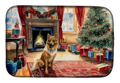 Finnish Spitz Cozy Christmas Dish Drying Mat Absorbent Dish Drying Mat Pad for Kitchen Counter Dish Drainer Mat for Countertop, 14 x 21, Multicolor