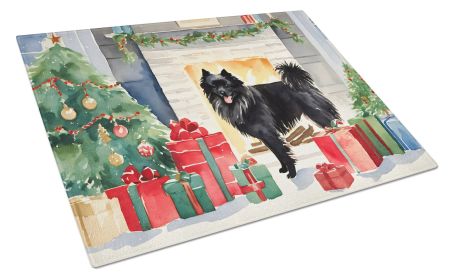 German Spitz Cozy Christmas Glass Cutting Board Large Decorative Tempered Glass Kitchen Cutting and Serving Board Large Size Chopping Board