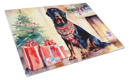 Gordon Setter Cozy Christmas Glass Cutting Board Large Decorative Tempered Glass Kitchen Cutting and Serving Board Large Size Chopping Board