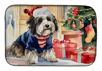 Havanese Cozy Christmas Dish Drying Mat Absorbent Dish Drying Mat Pad for Kitchen Counter Dish Drainer Mat for Countertop, 14 x 21, Multicolor