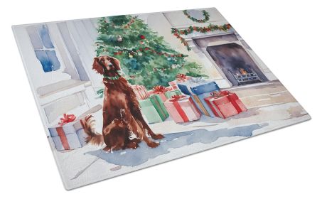 Irish Setter Cozy Christmas Glass Cutting Board Large Decorative Tempered Glass Kitchen Cutting and Serving Board Large Size Chopping Board
