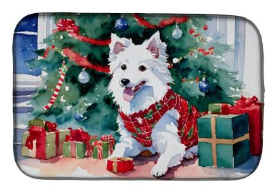 Japanese Spitz Cozy Christmas Dish Drying Mat Absorbent Dish Drying Mat Pad for Kitchen Counter Dish Drainer Mat for Countertop, 14 x 21, Multicolor
