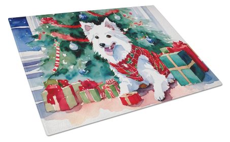 Japanese Spitz Cozy Christmas Glass Cutting Board Large Decorative Tempered Glass Kitchen Cutting and Serving Board Large Size Chopping Board