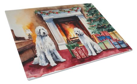 Komondor Cozy Christmas Glass Cutting Board Large Decorative Tempered Glass Kitchen Cutting and Serving Board Large Size Chopping Board