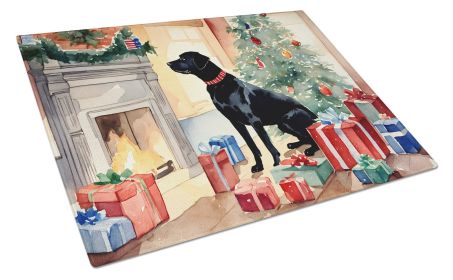 Labrador Retriever Cozy Christmas Glass Cutting Board Large Decorative Tempered Glass Kitchen Cutting and Serving Board Large Size Chopping Board