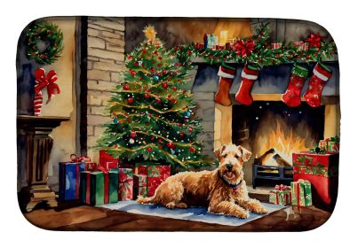 Lakeland Terrier Cozy Christmas Dish Drying Mat Absorbent Dish Drying Mat Pad for Kitchen Counter Dish Drainer Mat for Countertop, 14 x 21, Multicolor