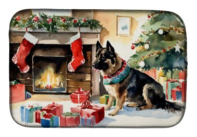 Norwegian Buhund Cozy Christmas Dish Drying Mat Absorbent Dish Drying Mat Pad for Kitchen Counter Dish Drainer Mat for Countertop, 14 x 21, Multicolor