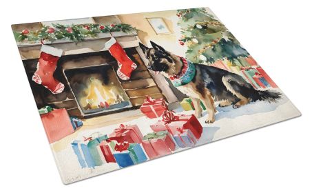 Norwegian Buhund Cozy Christmas Glass Cutting Board Large Decorative Tempered Glass Kitchen Cutting and Serving Board Large Size Chopping Board