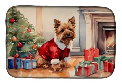 Norwich Terrier Cozy Christmas Dish Drying Mat Absorbent Dish Drying Mat Pad for Kitchen Counter Dish Drainer Mat for Countertop, 14 x 21, Multicolor