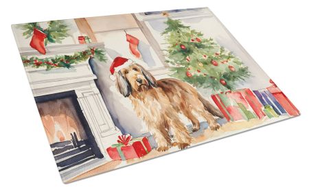 Otterhound Cozy Christmas Glass Cutting Board Large Decorative Tempered Glass Kitchen Cutting and Serving Board Large Size Chopping Board