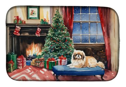 Pekingese Cozy Christmas Dish Drying Mat Absorbent Dish Drying Mat Pad for Kitchen Counter Dish Drainer Mat for Countertop, 14 x 21, Multicolor