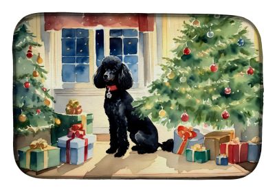 Poodle Cozy Christmas Dish Drying Mat Absorbent Dish Drying Mat Pad for Kitchen Counter Dish Drainer Mat for Countertop, 14 x 21, Multicolor