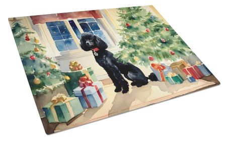 Poodle Cozy Christmas Glass Cutting Board Large Decorative Tempered Glass Kitchen Cutting and Serving Board Large Size Chopping Board