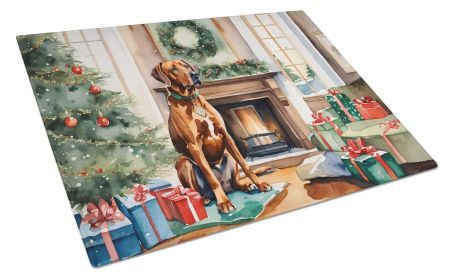 Rhodesian Ridgeback Cozy Christmas Glass Cutting Board Large Decorative Tempered Glass Kitchen Cutting and Serving Board Large Size Chopping Board