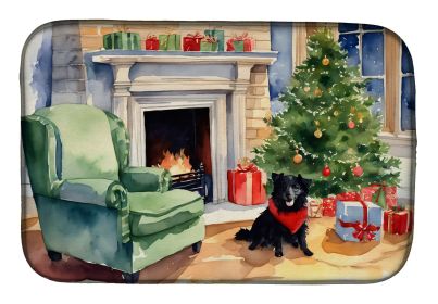 Schipperke Cozy Christmas Dish Drying Mat Absorbent Dish Drying Mat Pad for Kitchen Counter Dish Drainer Mat for Countertop, 14 x 21, Multicolor