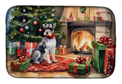Schnauzer Cozy Christmas Dish Drying Mat Absorbent Dish Drying Mat Pad for Kitchen Counter Dish Drainer Mat for Countertop, 14 x 21, Multicolor