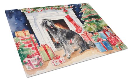 Scottish Deerhound Cozy Christmas Glass Cutting Board Large Decorative Tempered Glass Kitchen Cutting and Serving Board Large Size Chopping Board