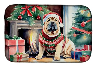 Shar Pei Cozy Christmas Dish Drying Mat Absorbent Dish Drying Mat Pad for Kitchen Counter Dish Drainer Mat for Countertop, 14 x 21, Multicolor