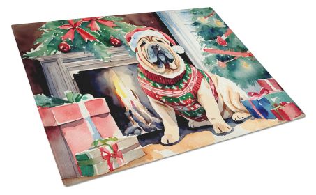 Shar Pei Cozy Christmas Glass Cutting Board Large Decorative Tempered Glass Kitchen Cutting and Serving Board Large Size Chopping Board