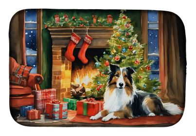 Sheltie Cozy Christmas Dish Drying Mat Absorbent Dish Drying Mat Pad for Kitchen Counter Dish Drainer Mat for Countertop, 14 x 21, Multicolor