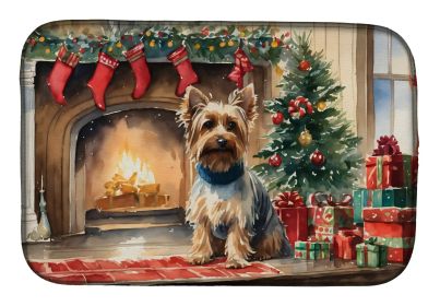 Silky Terrier Cozy Christmas Dish Drying Mat Absorbent Dish Drying Mat Pad for Kitchen Counter Dish Drainer Mat for Countertop, 14 x 21, Multicolor