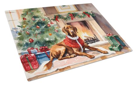 Vizsla Cozy Christmas Glass Cutting Board Large Decorative Tempered Glass Kitchen Cutting and Serving Board Large Size Chopping Board