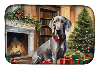 Weimaraner Cozy Christmas Dish Drying Mat Absorbent Dish Drying Mat Pad for Kitchen Counter Dish Drainer Mat for Countertop, 14 x 21, Multicolor