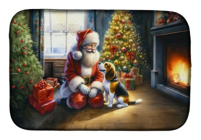 Beagle and Santa Claus Dish Drying Mat Absorbent Dish Drying Mat Pad for Kitchen Counter Dish Drainer Mat for Countertop, 14 x 21, Multicolor