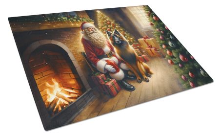 Belgian Tervuren and Santa Claus Glass Cutting Board Decorative Tempered Glass Kitchen Cutting and Serving Board Large Size Chopping Board