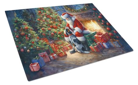 Bluetick Hound and Santa Claus Glass Cutting Board Decorative Tempered Glass Kitchen Cutting and Serving Board Large Size Chopping Board