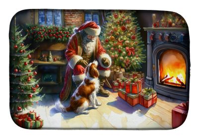 Brittany and Santa Claus Dish Drying Mat Absorbent Dish Drying Mat Pad for Kitchen Counter Dish Drainer Mat for Countertop, 14 x 21, Multicolor