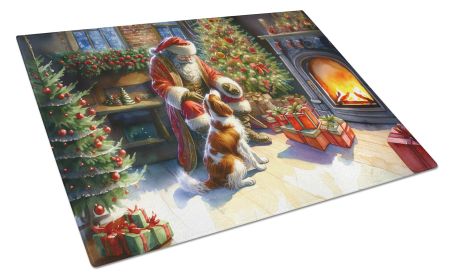 Brittany and Santa Claus Glass Cutting Board Decorative Tempered Glass Kitchen Cutting and Serving Board Large Size Chopping Board